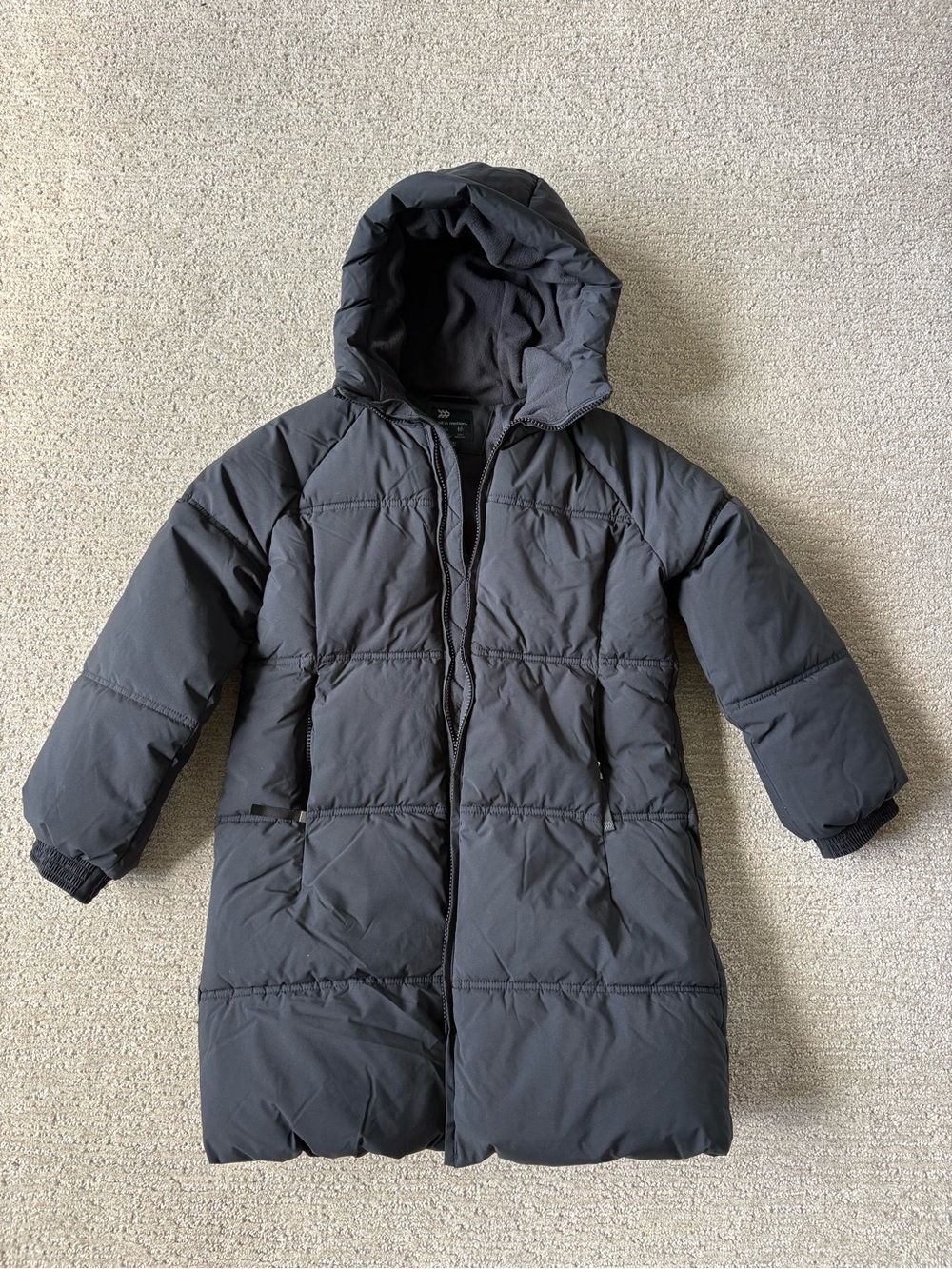 All in Motion Kids Long Puffer Coat with Hood - Black